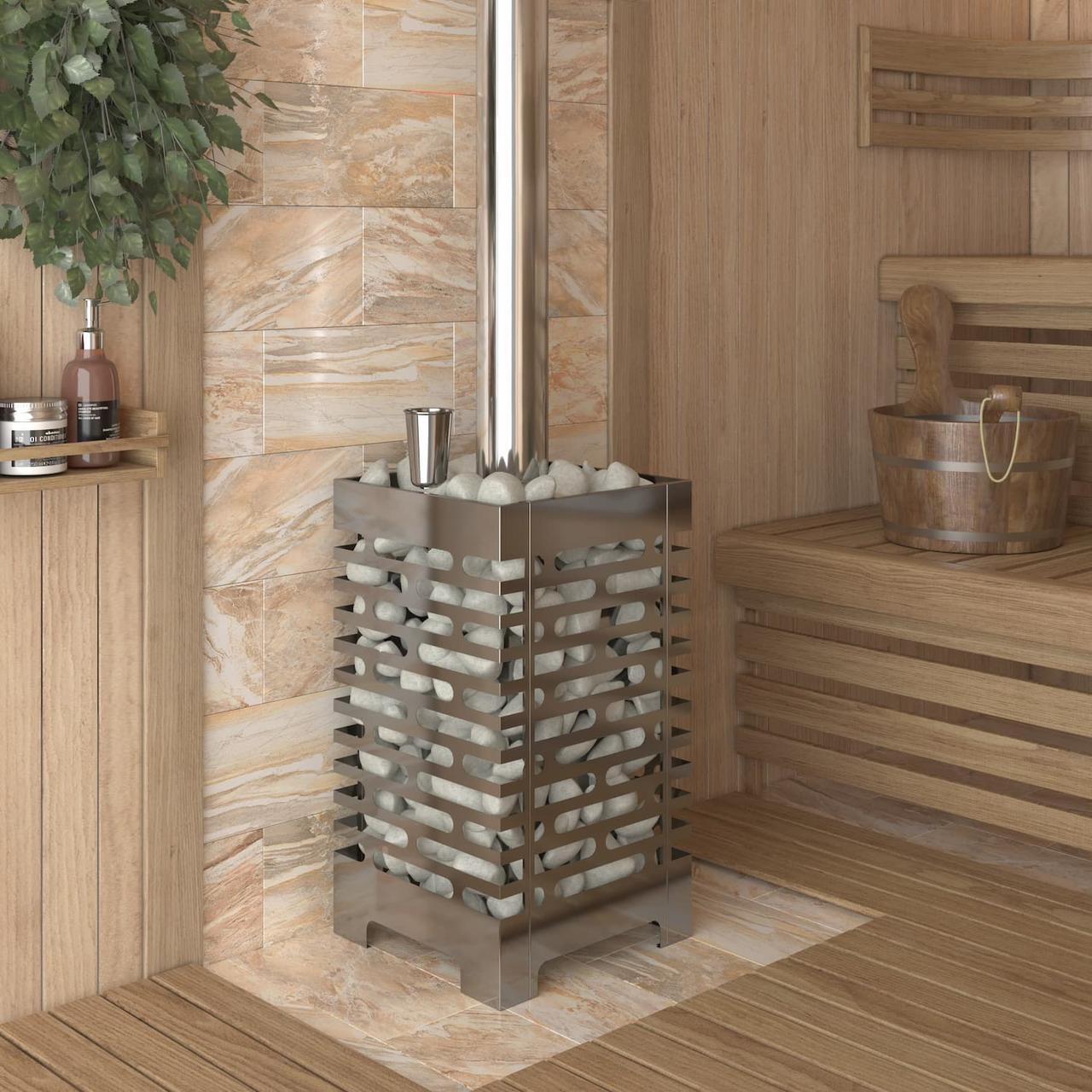 Печь для бани Везувий ASTON 20 INOX стекло
