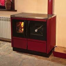 Плита на дровах MBS Thermo Rocky (с водяным контуром) бордовая
