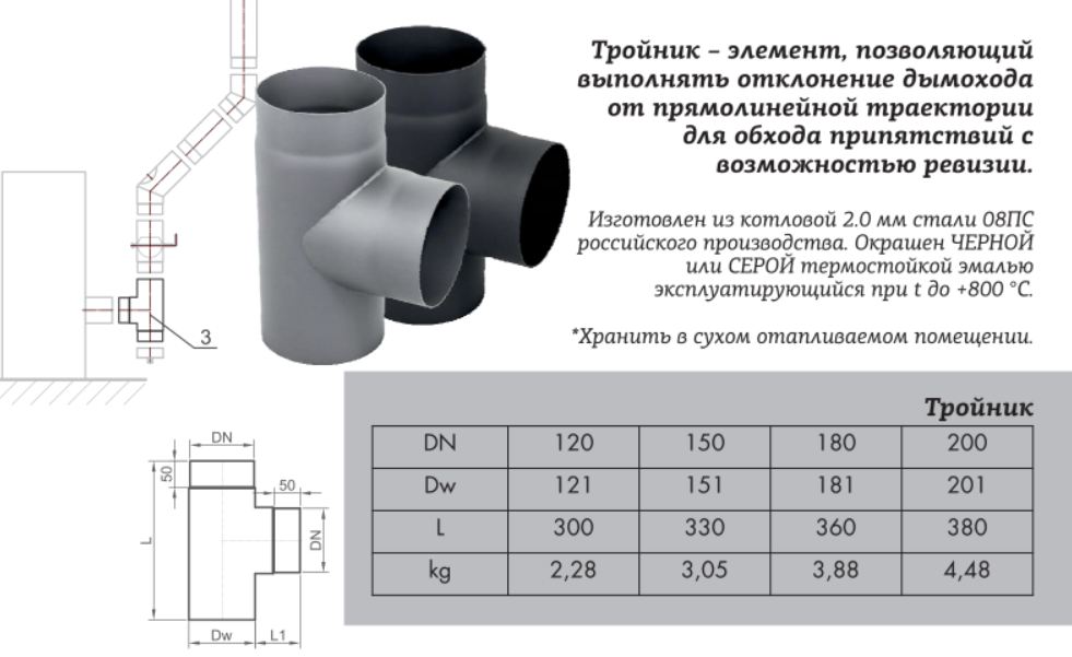 Тройник КПД 90° 2 мм